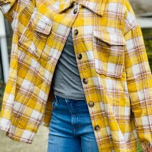 Plaid flap Oversized checker jacket